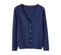Cardigan largo, cardigan corto da donna, tinta unita, a maniche lunghe, coprispalle comodo, con scollo a V, maglione lavorato a maglia, leggero, versatile, maglieria, abito di base, capispalla, Marina