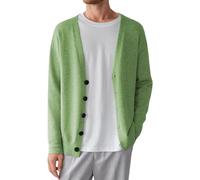 Cardigan lavorato a maglia con bottoni per uomo taglia grande Cardigan Lana Uomo Tinta unita Minimalista Jersey lavorato a maglia Comodo Comfort a casa Maglione Uomo Inverno Semplice, verde chiaro