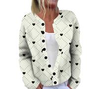 Cardigan lavorato a maglia da donna UK Button Down Girocollo Maglia allentata Camicia a maniche lunghe Top Giacca con stampa floreale Carino Maglioni a maniche lunghe Casual Loose Fit Cardigan Giacca