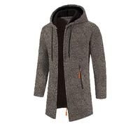Cardigan lavorato a maglia da uomo, cappotto invernale di media lunghezza, con chiusura lampo, giacca invernale, vestibilità normale, cardigan di grandi dimensioni, giacca tradizionale con cappuccio