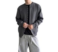 Cardigan lavorato a maglia da uomo in stile coreano tinta unita girocollo top allentato, Grigio scuro, M