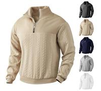 Cardigan lavorato a maglia da uomo maglione spesso con zip intera colletto alla coreana maglione caldo da uomo felpa con cerniera a mezza zip 1/4 maglione lavorato a maglia jacquard retrò pullover