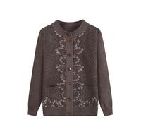 Cardigan lavorato a maglia monopetto della nonna di mezza età - Cappotto maglione a maniche lunghe largo con tasche caldo capispalla autunnale, cachi, XL