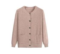 Cardigan lavorato a maglia per la nonna - Autunno Inverno Maglione Cappotto per Donna di mezza età, Lighttan, S