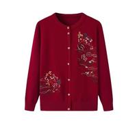 Cardigan lavorato a maglia per la nonna - Slim Slim manica lunga maglione cappotto per donna moda casual top per primavera autunno, Rosso2, M