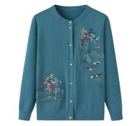 Cardigan lavorato a maglia per la nonna - Slim Slim manica lunga maglione cappotto per donna moda casual top per primavera autunno, Blu, XXL