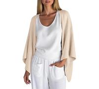 Cardigan leggero da donna UK, in cotone e lino, maniche a 3/4, kimono casual aperto sul davanti, coprispalle traspirante e bolero per la sera, cachi, M