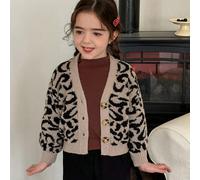 Cardigan leopardato a maniche lunghe con scollo a V per ragazze LMoss, comodo e ampio, adatto per la casa, può essere indossato dentro o fuori, autunno e inverno, ottimo per uso casual e quotidiano, a