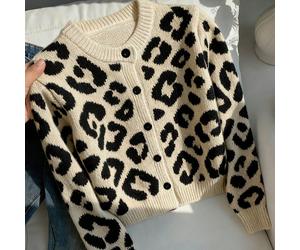Cardigan leopardato minimalista casual adatto per abbigliamento da donna per estate, autunno e inverno L,M,SStampa CasualeTessuto