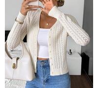 Cardigan lungo a maniche lunghe con tinta unita semplice, maglione carino, maglione corto, maglione lavorato a maglia, abiti da donna gialli, top a maniche lunghe, abbigliamento autunno/inverno L,M,S,