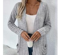 Cardigan lungo a maniche lunghe da donna con tasche, a tinta unita con righe sotto le ascelle, in morbido tessuto spazzolato, nuovo prodotto per l'autunno/inverno, esportato in Europa e America L,M,S,