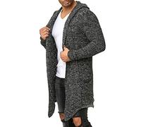 Cardigan Lungo Asimmetrico Oversized Giacca con Cappuccio Uomo Manica Lunga