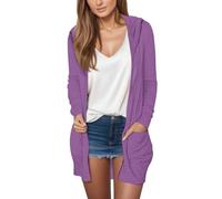 Cardigan lungo da donna, autunno 2025, leggero, alla moda, casual, comodo, aperto sul davanti, con tasca, 1a-viola, S