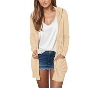 Cardigan lungo da donna, autunno 2025, leggero, alla moda, casual, comodo, aperto sul davanti, con tasca, 1B-cachi, XXL