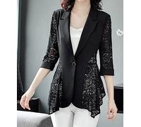 Cardigan Lungo Donna,Giacca Blazer Da Donna In Pizzo Floreale Nero Leggero Bolero Coprispalle Trasparente 1 2 Maniche Cardigan Aperto Giacca Giacca Blazer Elegante Cardigan Da Sera Formale Tempo Lib