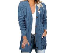 Cardigan Lungo Donna Invernale Autunno Cardigan Lavorato a Maglia Comodo Caldo Giacca In Maglia Elegante Lana Curvy Maglione Aperta Davanti Traforato Taglie Forti Golfino Sciolto Manica Lunga