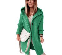 Cardigan Lungo Donna Inverno Cappuccio Maglione Manica Lunga Casual Ampio