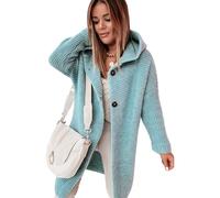Cardigan Lungo Donna Inverno Cappuccio Maglione Manica Lunga Casual Ampio