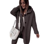 Cardigan Lungo Donna Inverno Cappuccio Maglione Manica Lunga Casual Ampio