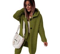 Cardigan Lungo Donna Inverno Cappuccio Maglione Manica Lunga Casual Ampio