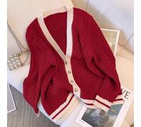 Cardigan Maglia Scalda Cuore Pullover Donna Morbido Corto Bottoni Rosso 45349
