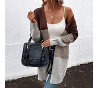 Cardigan Maglia Scalda Cuore Pullover Donna Morbido Lungo Marrone Colorato 45216