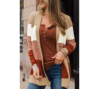 Cardigan Maglia Scalda Cuore Pullover Lungo Over Colorato Beige Marrone 71826