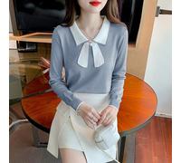 Cardigan Maglia Top Pullover Corto Donna Morbido Maglione Bianco Blu 40380