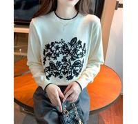 Cardigan Maglia Top Pullover Corto Donna Morbido Maglione Bianco Nero 36959