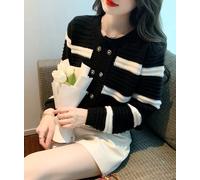 Cardigan Maglia Top Pullover Corto Donna Morbido Maglione Bianco Nero 38610