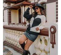 cardigan maglia top pullover corto donna morbido maglione bianco nero 4781