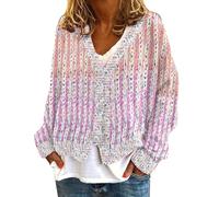 Cardigan Maglioni da donna Autunno Casual Stampa Floreale Manica Lunga Bottone Scollo a V Aperto Frontale Leggero Capis, 1B-ROSA, 4XL