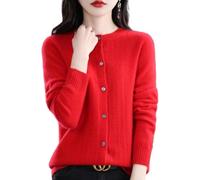 Cardigan Maglioni Primavera E Autunno Scava Fuori Lana Cardigan Donna O-Collo Top Maglione Cashmere Lavorato A Maglia Senza Cuciture Bottoming Camicia Esterna, Chinese Red, M