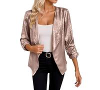 Cardigan metallico alla moda per una giacca a maniche lunghe elegante e lucida con stampa dorata, oro rosa, L