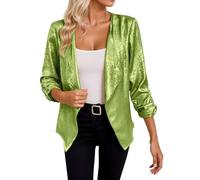 Cardigan metallico alla moda per una giacca a maniche lunghe elegante e lucida con stampa dorata, verde, L