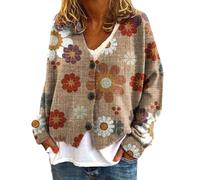 Cardigan Natalizi da Donna Maniche Lunghe Casual Pullover con Bottoni Autunno Invernale Vintage Top Baggy Moda Maglia Offerta Slim Fit Sweater Eleganti Comodi Maglioni Lavorati