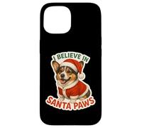 Cardigan natalizio con scritta «I Believe In Santa Paws» per cani Welsh Corgi Custodia per iPhone 15