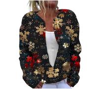Cardigan Natalizio Donna con Bottoni Maglione Stampa di Natale Cerniera Giacca in Maglia Golfino a Maniche Lunghe Maglioni Aperta Casual Maglia Brutto Luminoso Divertente Curvy Christmas Termica