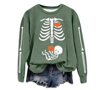 Cardigan Olive Donna Inverno Moda Halloween Stampa Senza Cappuccio Girocollo Manica Lunga Maglione Sottile Top Spilla Giacca, verde militare, XXL