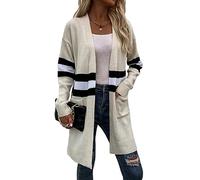 Cardigan Patchwork Da Donna Cardigan Lungo Aperto Sul Davanti Maglione Largo A Maniche Lunghe A Righe In Morbido Cotone Elegante Giacca Di Transizione Kimono Cardigan Cappotto Capispalla Autunno Inv