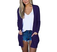 Cardigan per le donne Uk cardigan estivi tinta unita con cappuccio manica lunga tasca casual aperto frontale button down cardigan leggero coprispalle top maglione per abito estivo sera matrimonio