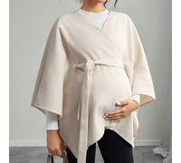 Cardigan regolare da maternità con maniche a pipistrello e cintura L,M,S,XLColore unicoTessuto intrecciato