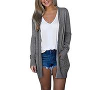 Cardigan rosa, cardigan lungo per le donne nel Regno Unito, morbido top con scollo a V in tinta unita con bottone leggero a maniche lunghe indumento esterno casual aperto sul davanti vestito coverup