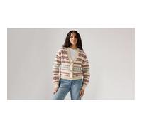 Cardigan scollo a V, con bottoni Beige M A righe
