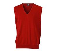 Cardigan senza maniche classico, da uomo, in cotone Rosso bordeaux