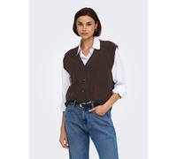Cardigan senza maniche con scollo a V Marrone M Tinta unita