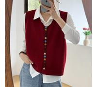 Cardigan Senza Maniche Da Donna Maglione Gilet In Maglia Top Con Bottone