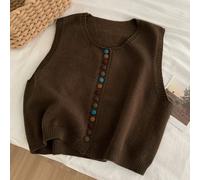 Cardigan Senza Maniche Da Donna Maglione Gilet In Maglia Top Con Bottone