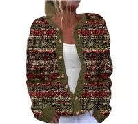 Cardigan Sweaters for Women Button Down with Xmas Prints Cute Sweater Knitted Clothes Casual Chunky Pullover Tops