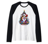Cardigan Tis The Season Welsh Corgi Dog Merry Christmas Tree Maglia con Maniche Raglan